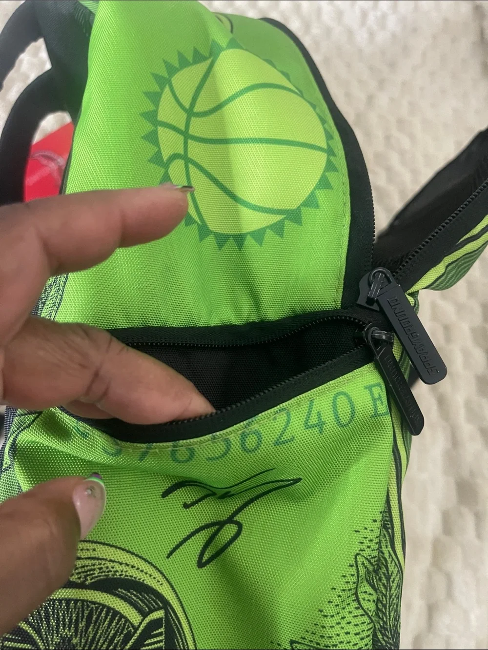 NWT Sprayground xNBALab Limited Edition Green Portrait Graphic Backpack/Accents